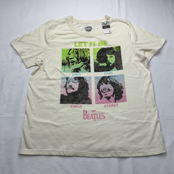 The Beatles Tops - The Beatles Shirt Off White Juniors XLarge Short Sleeve Graphic New